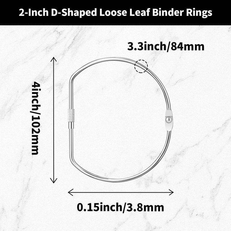 STSTECH 12 PCS 4 Inch D-Shaped Loose Leaf Binder Rings, Nickel Plated Metal Book Rings with Screw Lock for Index Cards, Documents, Keychains, DIY Crafts, Office, School, and Home Supplies (4 Inch) - Image 2